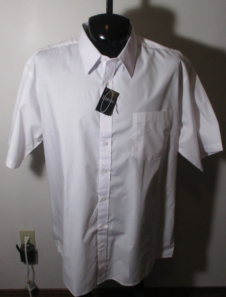 HARGIO White Cotton Short Sleeve Dress Shirt Size 18.5 NWT