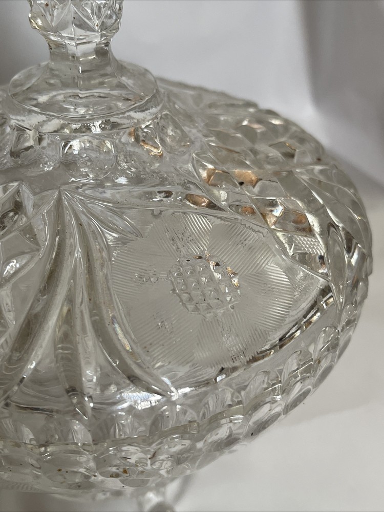 Vintage German Lead Crystal Cut Glass Footed Candy Dish