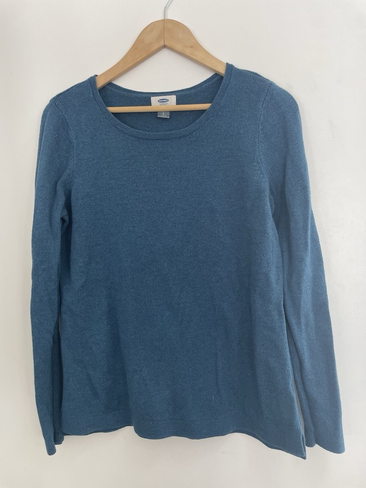 Old Navy Women's Solid Jade Classic Knit Crewneck Pullover Long Sleeve Sweater L