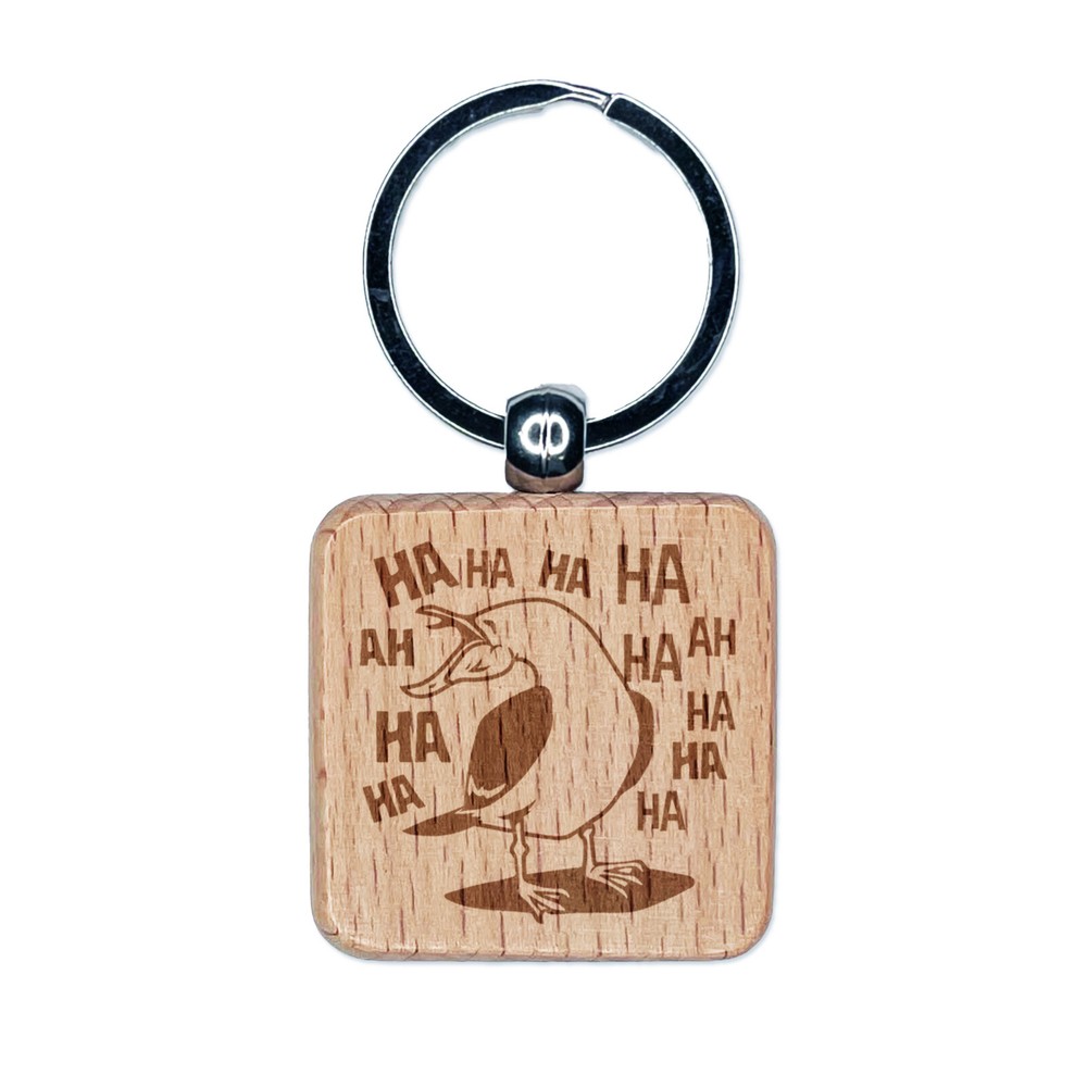 Seagull LOL Engraved Wooden Square Keychain Charm Tag  
