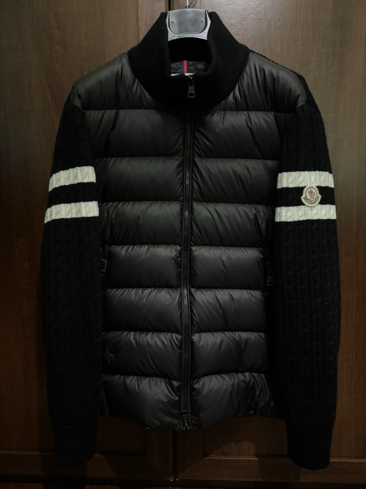 Moncler SS24 Hooded Zip-Up Wool Sweatshirt Padded Size S Pre-Owned