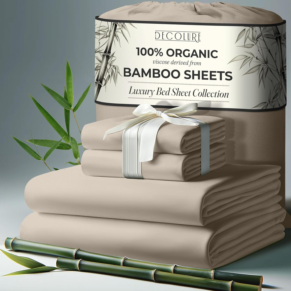 100% Organic Bamboo Viscose Sheets Full Size 4Pcs Ultra Soft Luxurious