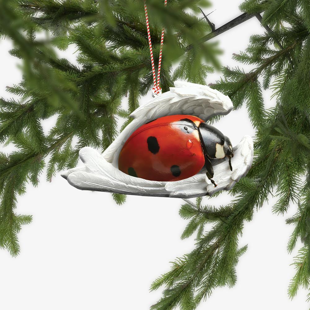 Ladybugs Sleeping Angel Wings Car Ornament  Ladybugs Christmas Ornament Gift