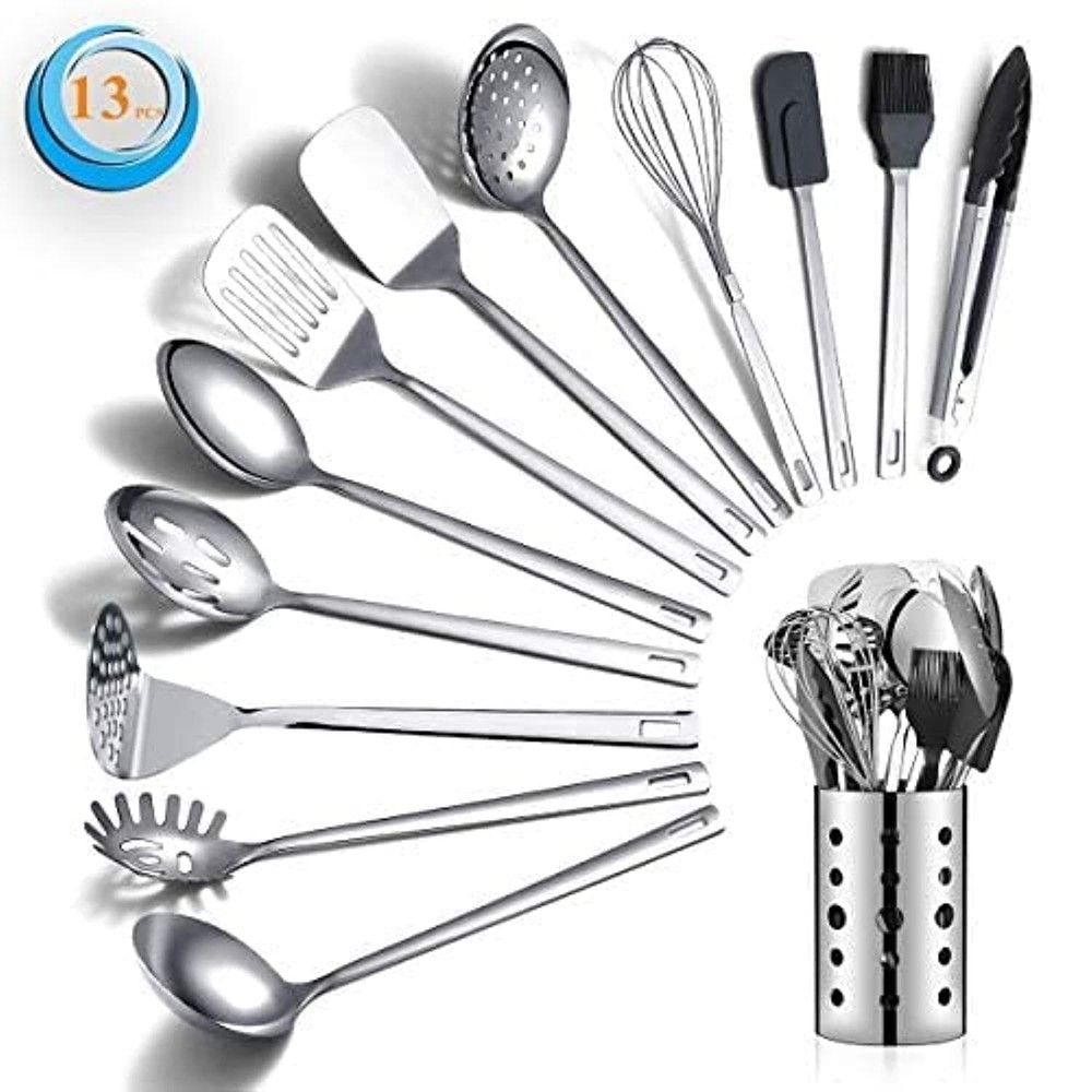 Stainless Steel Cooking Utensils Set, 13 Pieces Kitchen Utensils Set, Kitchen...