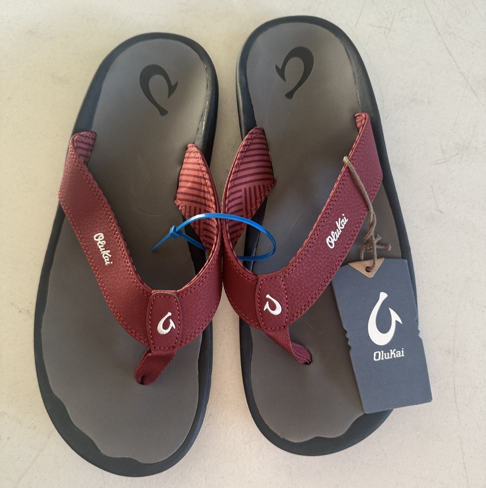 OluKai Ohana Terra/Stone Sandals Flip Flops Slippers Beach Pool Mens 14M NWT