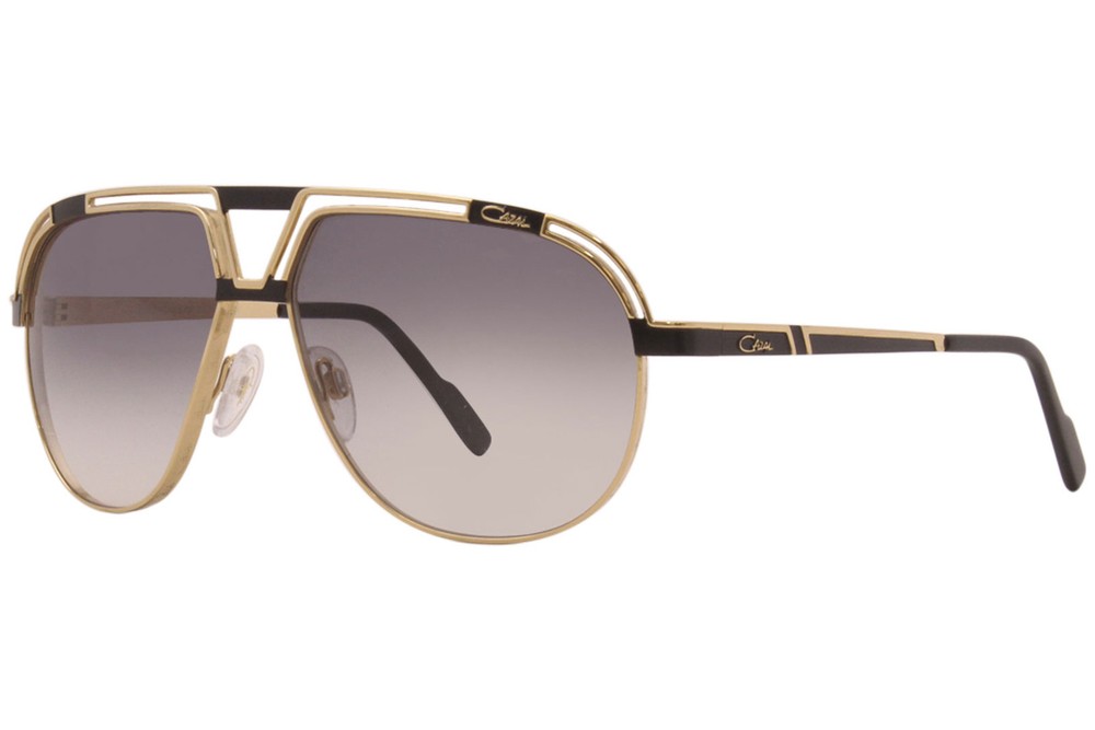 Cazal 9100 001 Sunglasses Men's Gold-Black/Grey Gradient Lenses Pilot 61mm