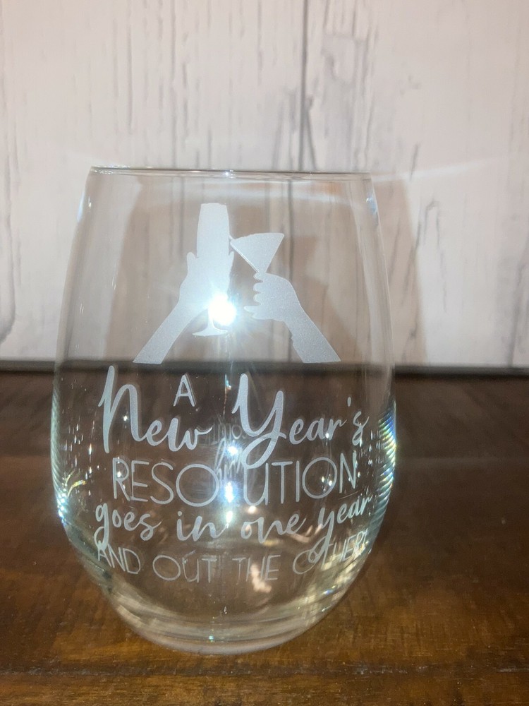 Stemless Engraved New Year's Resolution Wine Glass – Cheers to Fresh Starts-image