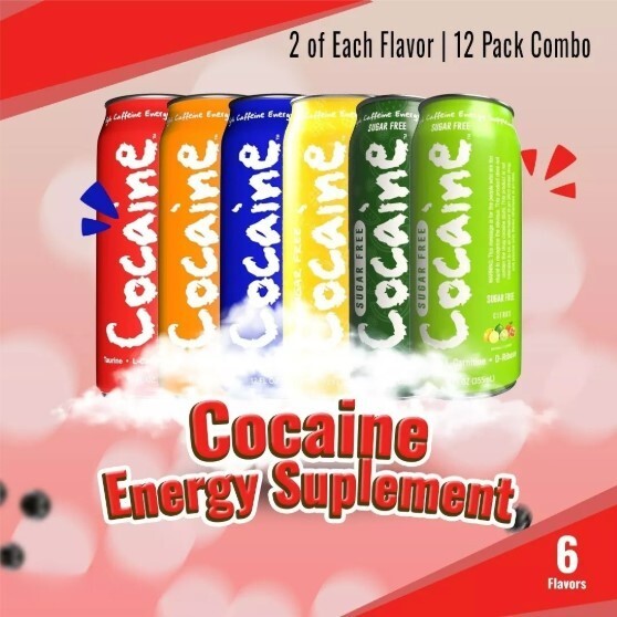 Cocaine High Caffeine Energy Drink - 6 Flavors, 2 of Each. 12 Pack Combo