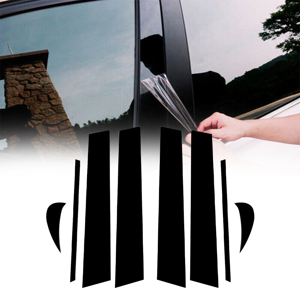 Juego de 8 cubiertas de puerta de poste de pilar de ventana negra pulida para Toyota Camry 18-21