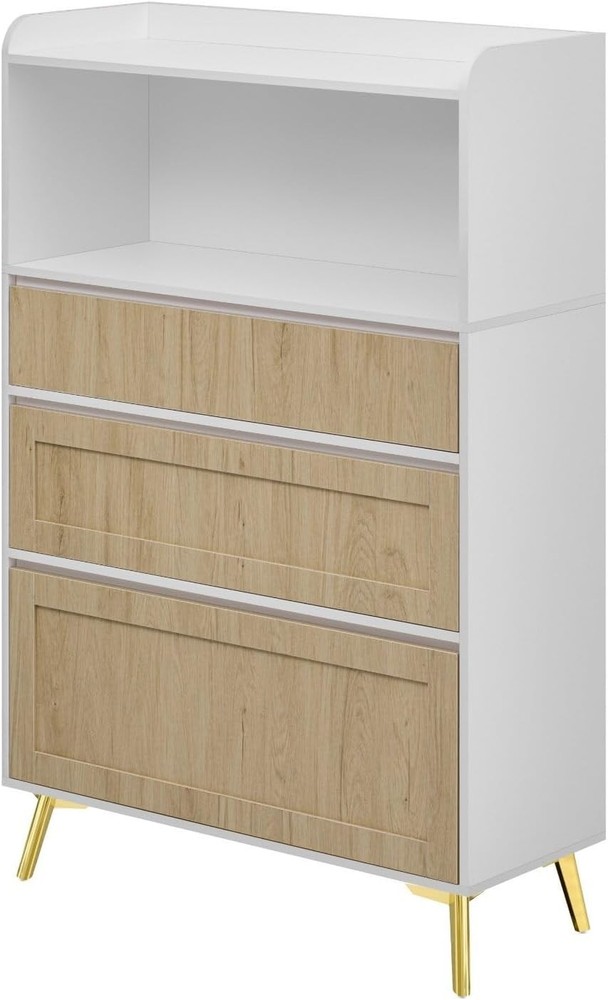 Modern 3-Drawer Storage Cabinet with Gold Legs Multipurpose Sideboard for Living Room Bedroom Office