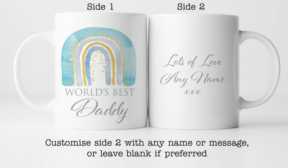 Cute Personalized Watercolour Rainbow Worlds Best Daddy Mug Father's Day Gift  
