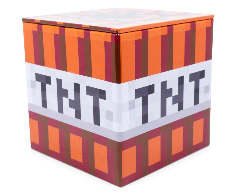 Minecraft TNT Storage Cube Organizer with Lid 4 Inch Tin Box