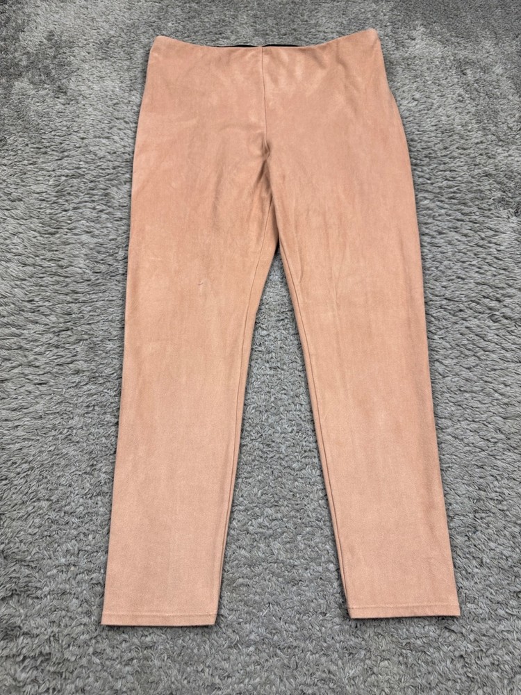 Lysse Leggings Women XL Peach Faux Suede High Rise Skinny Ankle Crop Pants