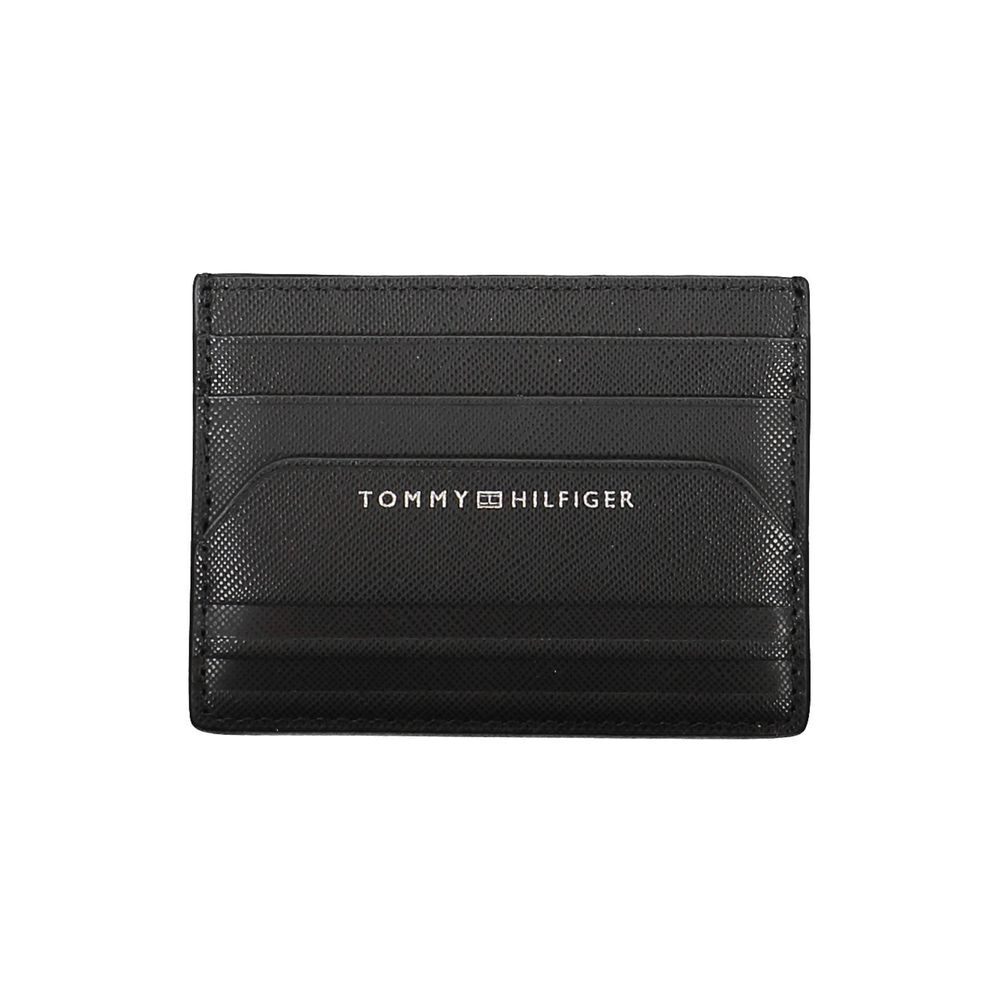 Tommy Hilfiger Mens Black Genuine Leather Slim Bifold Wallet  