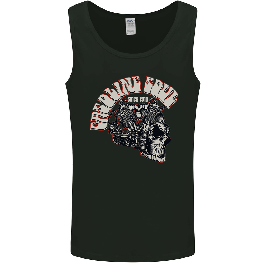 Gasoline Soul Biker Skull Motorbike Chopper Mens Vest Tank Top