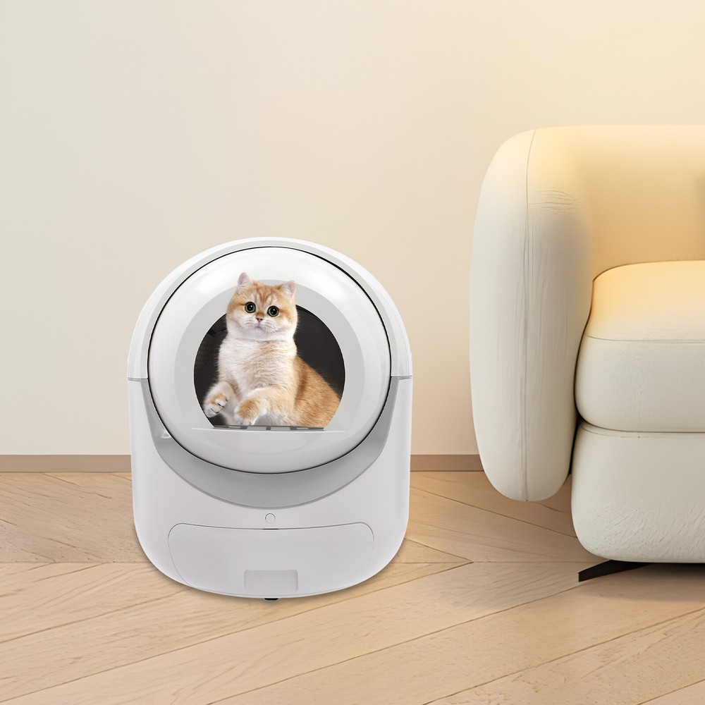 White Smart Cat Litter Box APP Automatic Self-Cleaning Litter BOX Snap-on Filter
