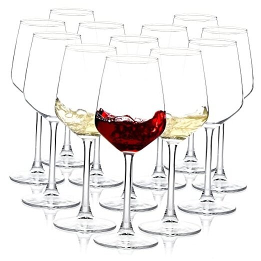 12-Piece 12oz Long Stem Wine Glass Set for Red & White Wine