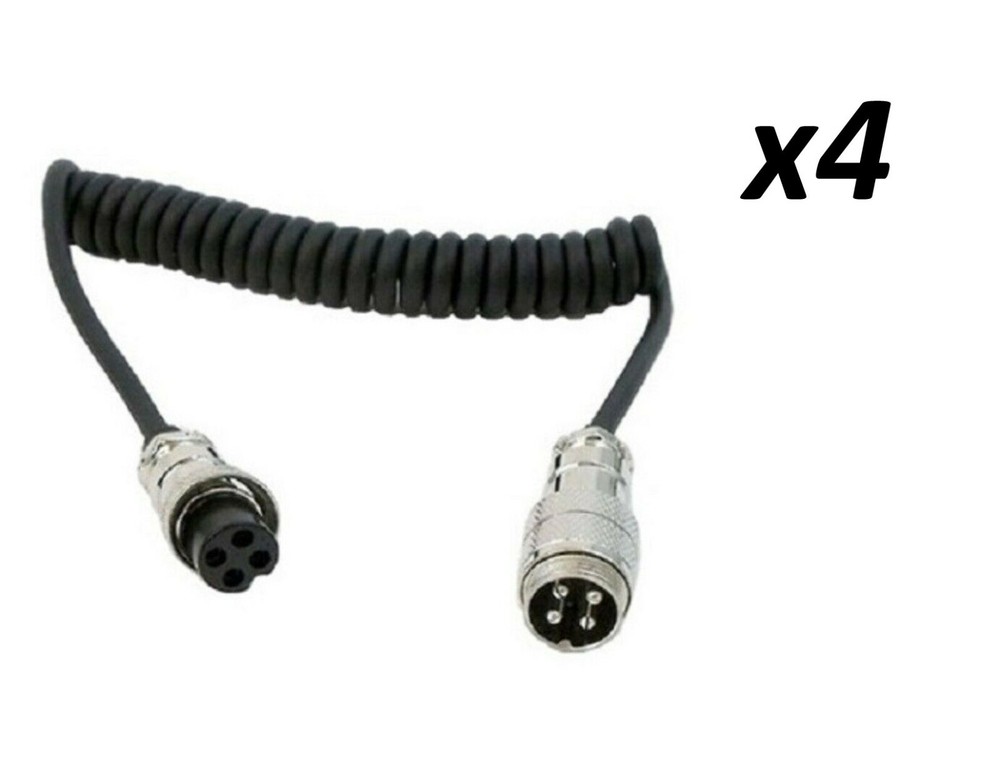Lot of 4 WORKMAN EX-4 4 FT 4-PIN CB RADIO MICROPHONE EXTENSION CORD COBRA UNIDEN