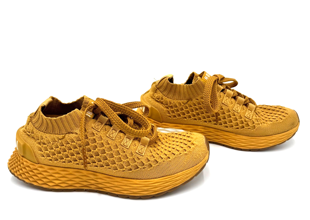 NOBULL Women's Mustard Yellow Knit Trainers Athletic Shoes Size 6 Pre Owned