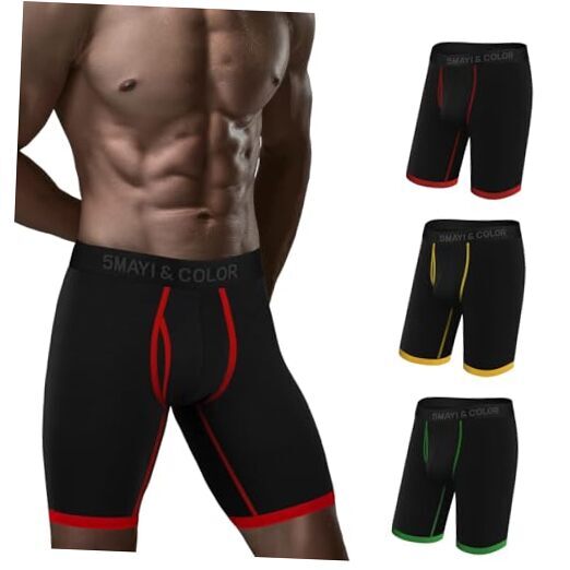 Mens Underwear Cotton Boxer Briefs 9 Inch XX-Large A: 9