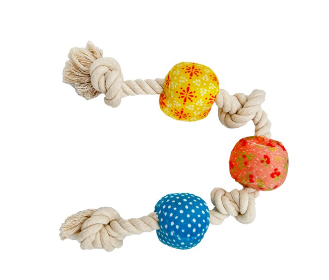 Pioneer Woman Plush Dog Toy ✨ Tug of War, Orange Yellow Blue Patterns