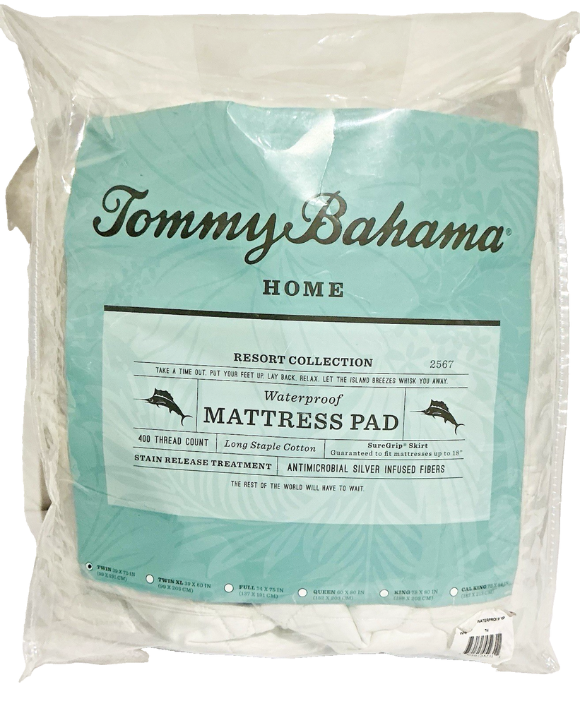 Tommy Bahama Resort Collection Waterproof Twin Mattress Pad-400 TC