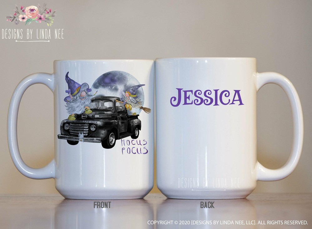 Gnome Halloween Mug Personalized Halloween Gift Custom Hot Cocoa Mug Fall Witch