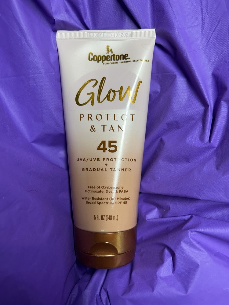 Coppertone Glow Protect & Tab UV Protection & Tanning 45 SPF