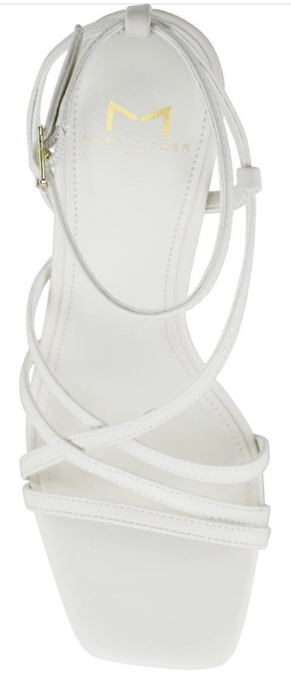 Marc Fisher Womens White Ankle Strap Heels Sandals Size 9 Ideal Summer Shoes