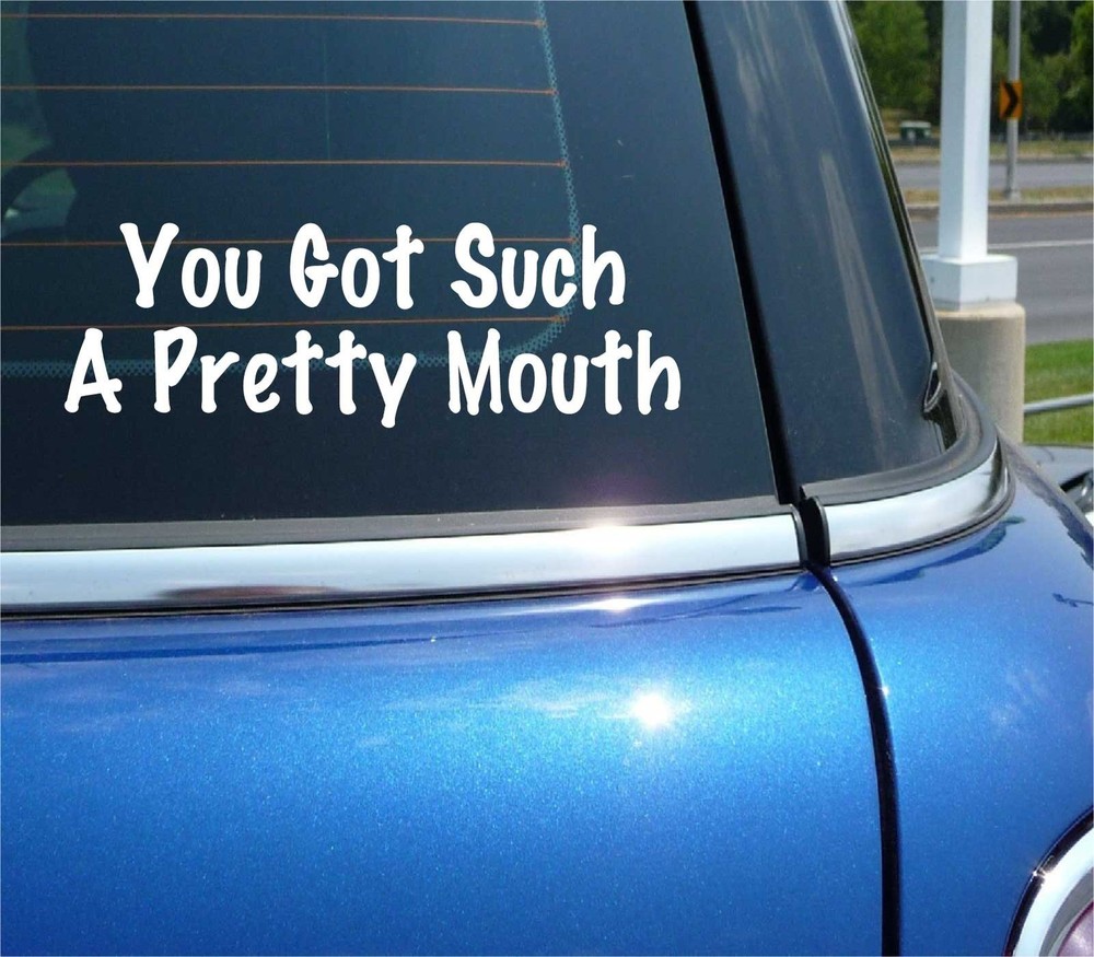 YOU GOT SUCH A PRETTY MOUTH DECAL STICKER FUNNY FLIRT SEXY JOKE GAG PRANK CAR