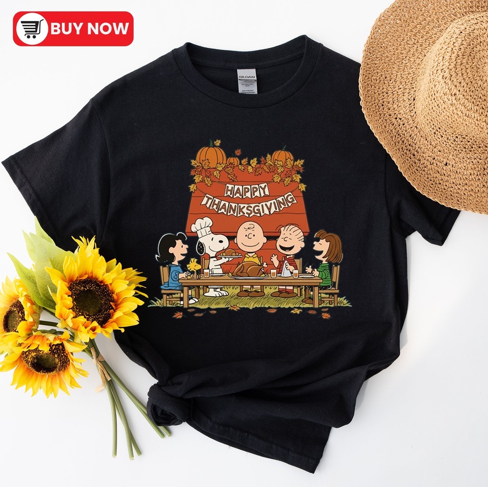 Vintage Peanuts Snoopy Thanksgiving Shirt, Charlie Brown Holiday Tee, Full Size