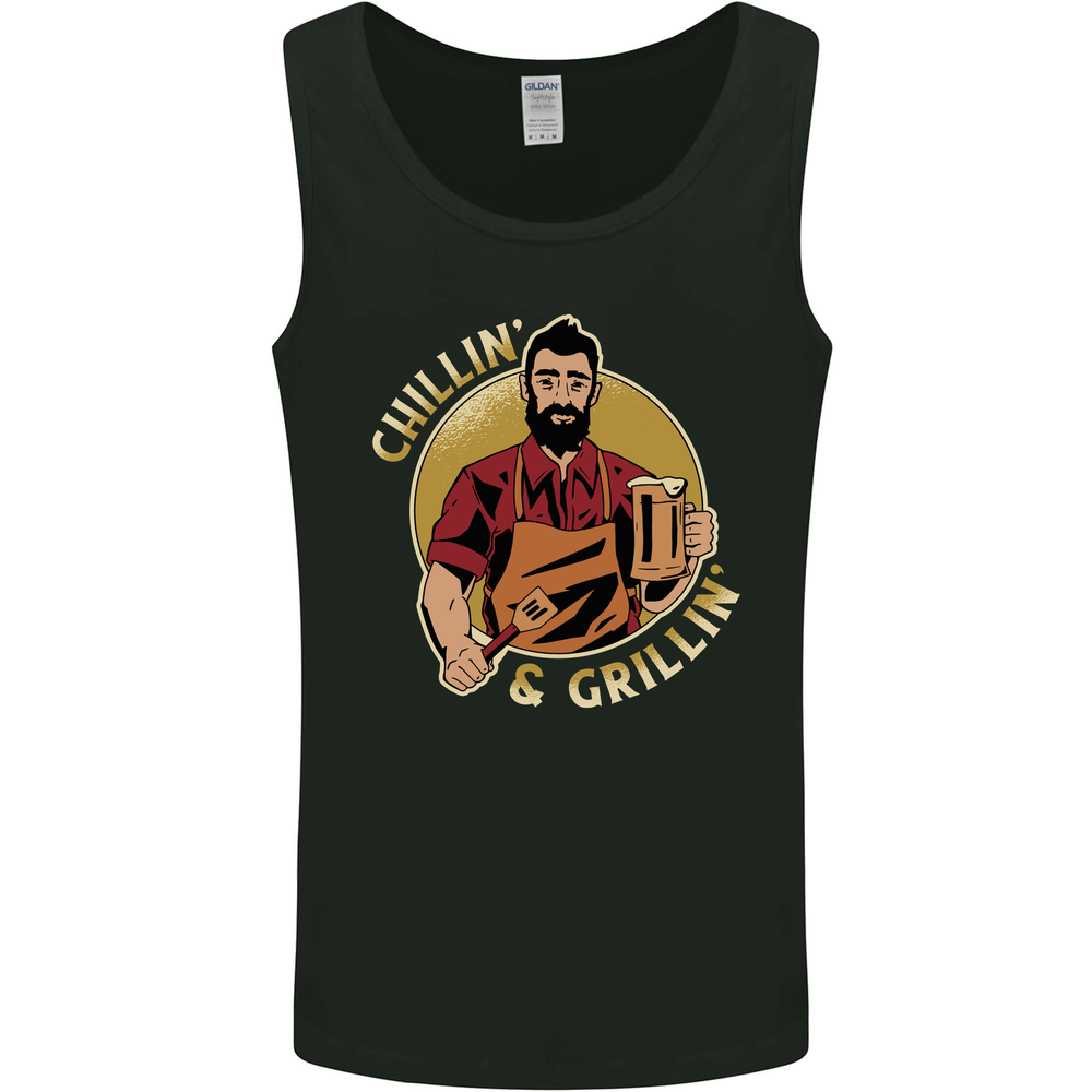 Chillin & Grillin Funny BBQ Beer Camping Mens Vest Tank Top