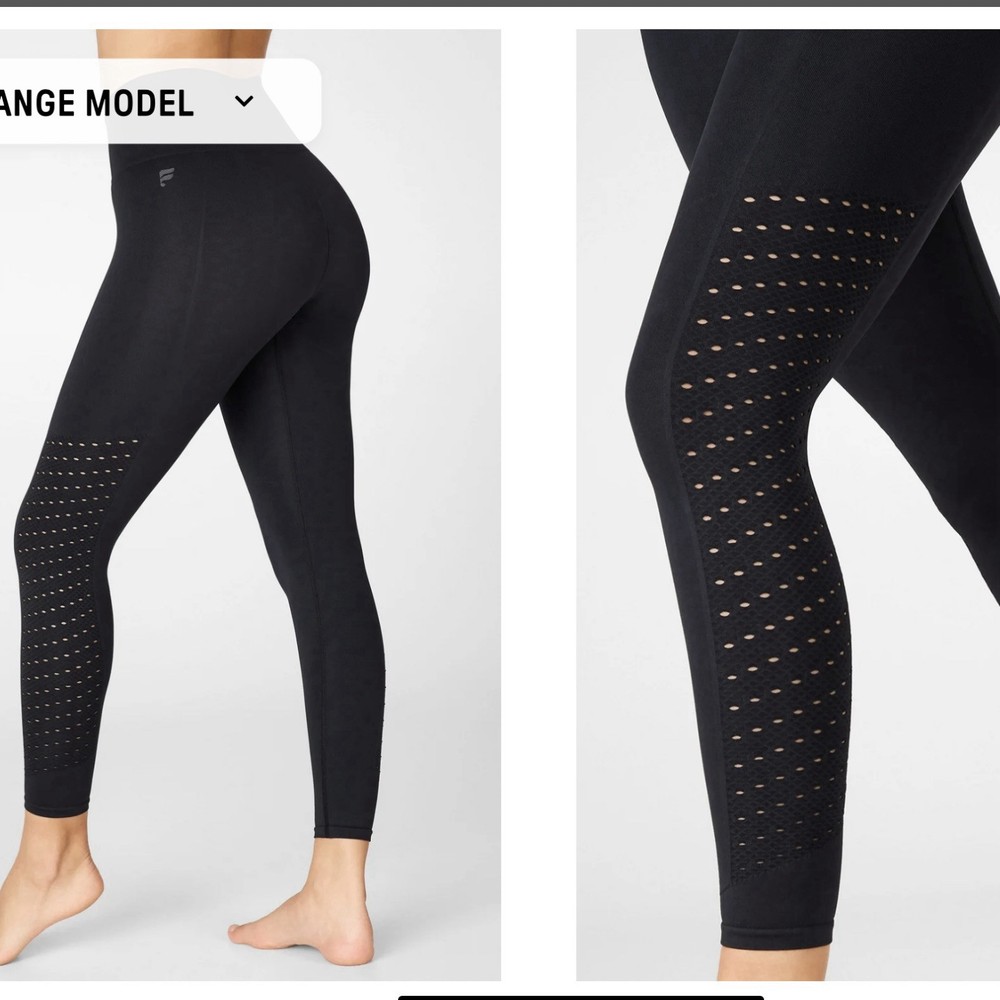 Fabletics Sync High-Waisted 7/8 Seamless Leggings XS Black New