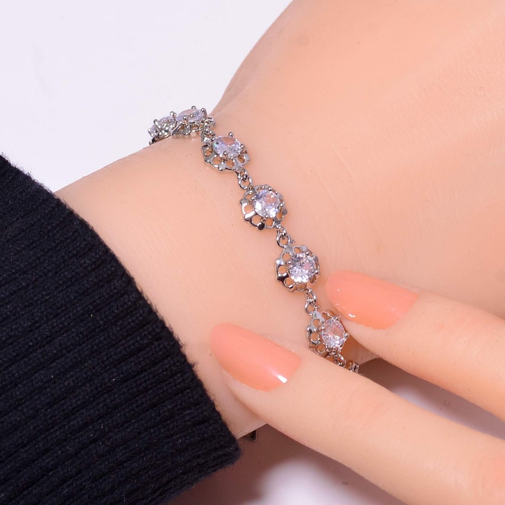 White Topaz 925 Sterling Silver Tennis Bracelet 7.99