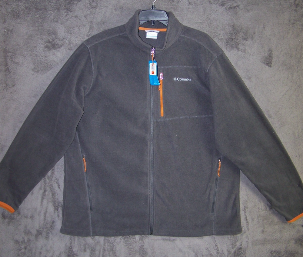 New Columbia XXL 2XL Gray Fleece Shark Full Zip Jacket for Men Hiking Outdoor