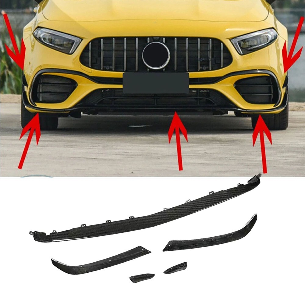 Real Carbon Front Bumper Lip Splitter Canards Fins For Mercedes W177 A45 2020UP
