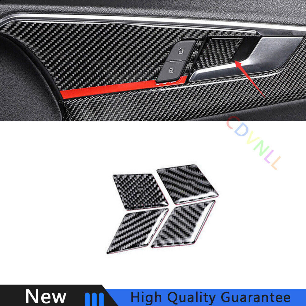 For Audi A4 A5 2017-2021 Real Carbon Fiber Car Interior Door Bowl Cover Trim 4*