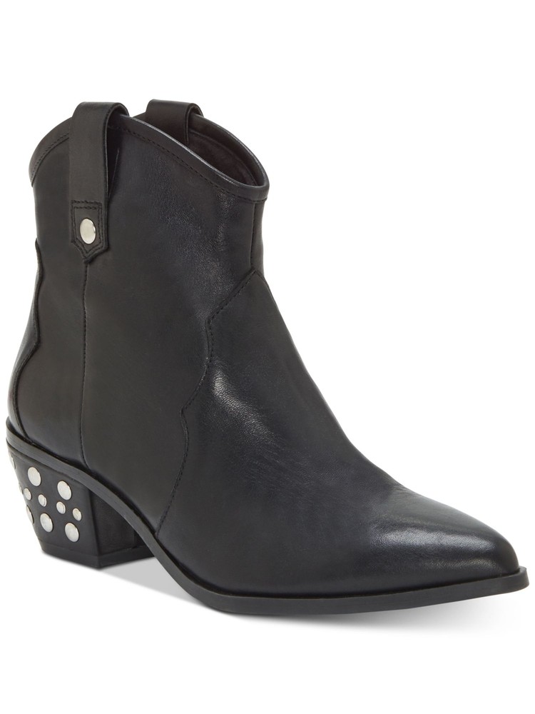 INC Womens Black Memory Foam Studded Latisha Pointed Toe Leather Booties 9 M