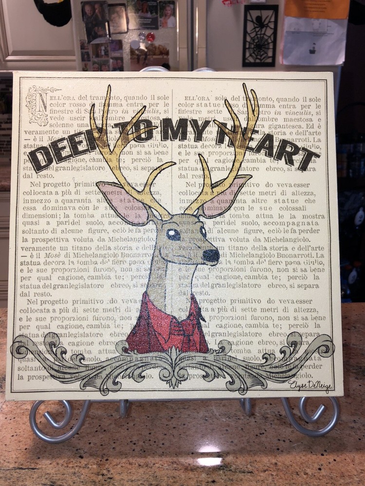 Christmas Deer To My Heart 12x12 Canvas Wrap Print Holiday Decor-image