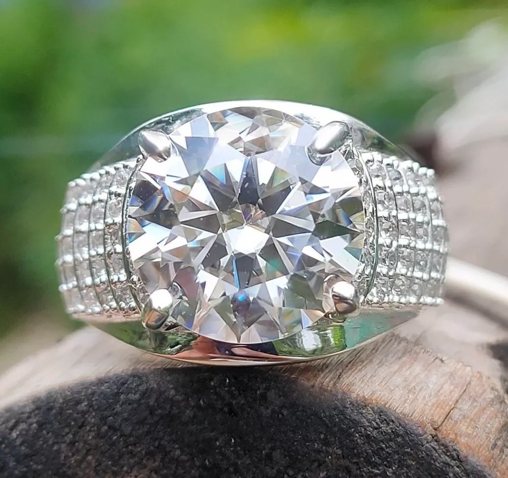 RARE 9.50 Ct Certified Round White Treated Diamond Solitaire Ring In 925 Silver