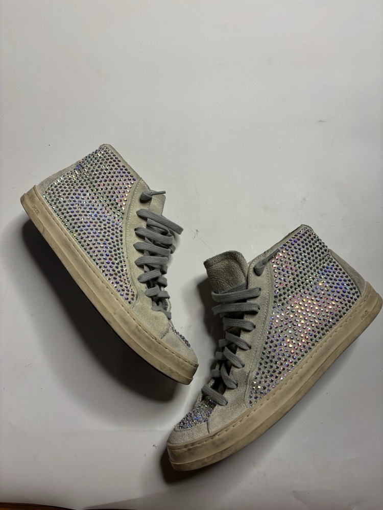P448 Skate Crystal Suede Mid Top Zip Women's Size 38 US 7.5 Sneaker Made Italy