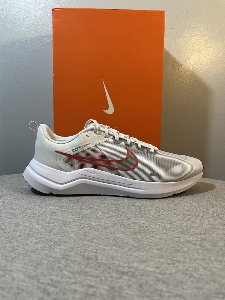 NIKE Downshifter 12 White/Red Athletic Men's Shoe Size 11 DD9293-009