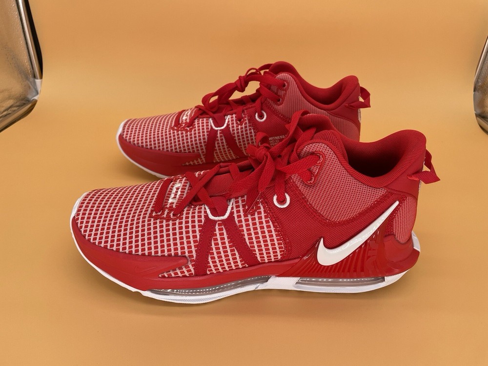 Sz 12 Nike LeBron Witness 7 Low Red/White Men Basketball Shoes NEW No Box