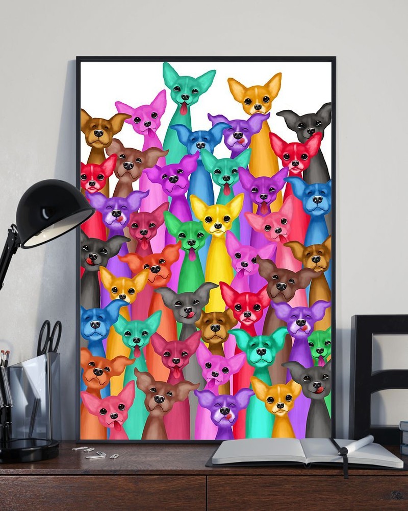 Chihuahua Multi Dogs Funny Home Decor Wall Art Poster