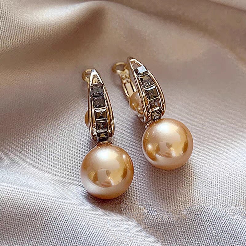Champagne Crystal Pearl Earrings 925 Silver Luxe Vintage French Style Multi-Wear