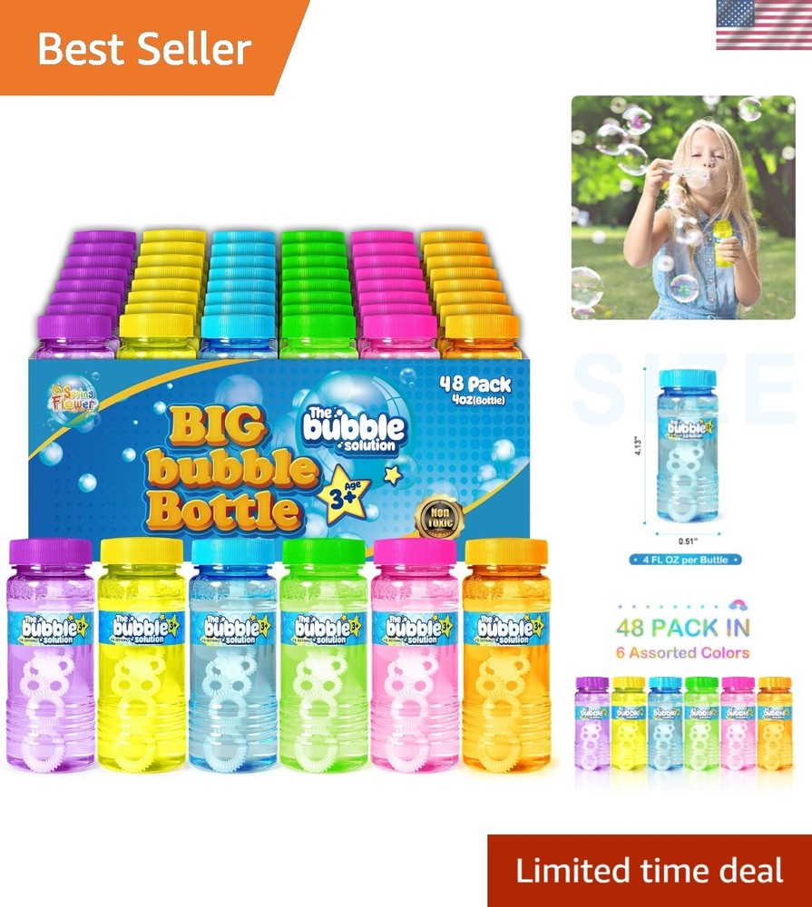 48 Pcs Bubble Bottles with Wands – Joyful Outdoor & Indoor Kids Activities