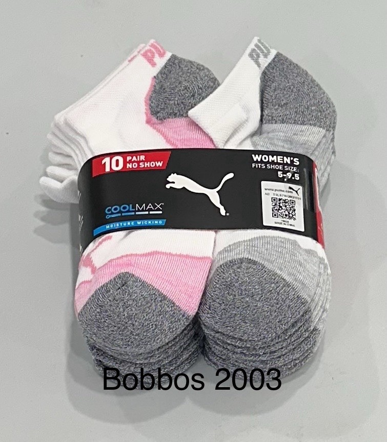 Puma Women's 10 Pair No-Show Cool Max Socks, Multicolor, Fits Shoe Size: 5-9.5