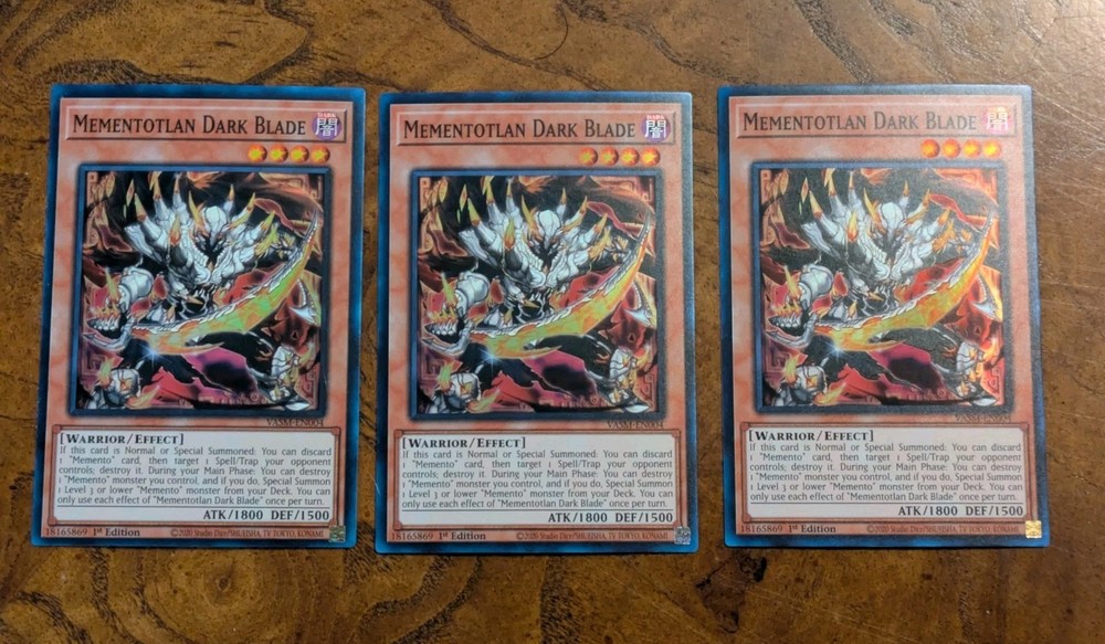 3x Mementotlan Dark Blade Super Rare 1st Ed NM Yugioh Playset