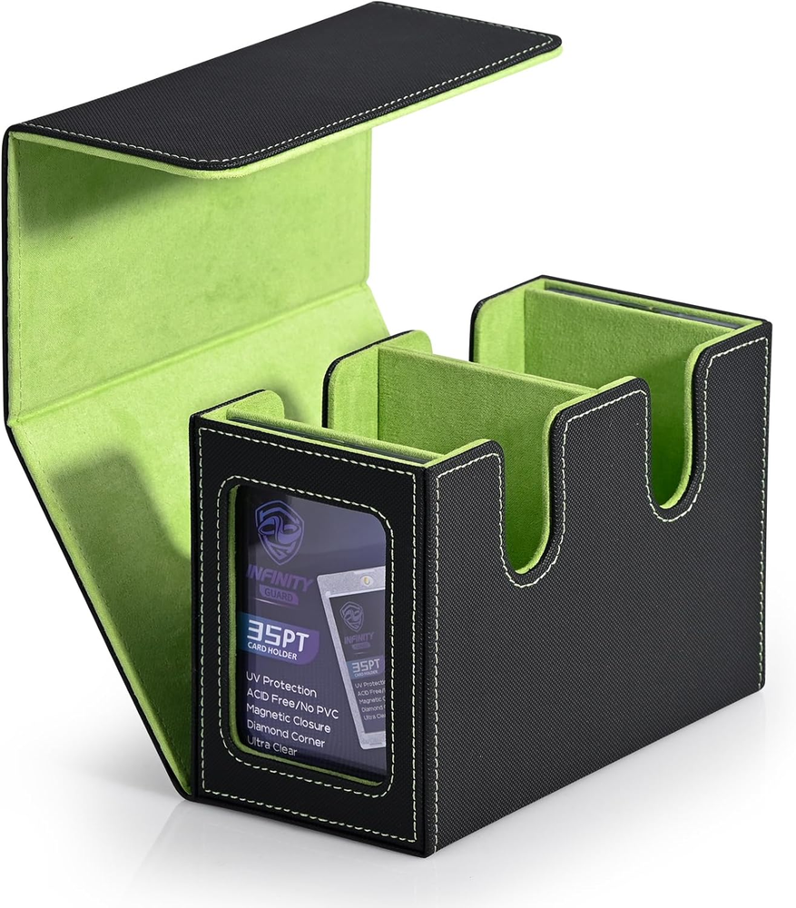 Card Deck Box with 2 Commander Display, Double Deck Box for 280+ Single Sleeved