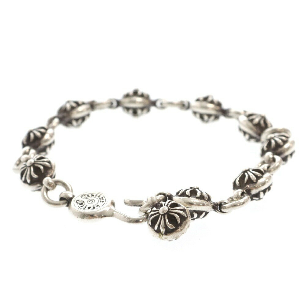 Chrome Hearts No2 Ball 2 Cross Silver Bracelet EC072
